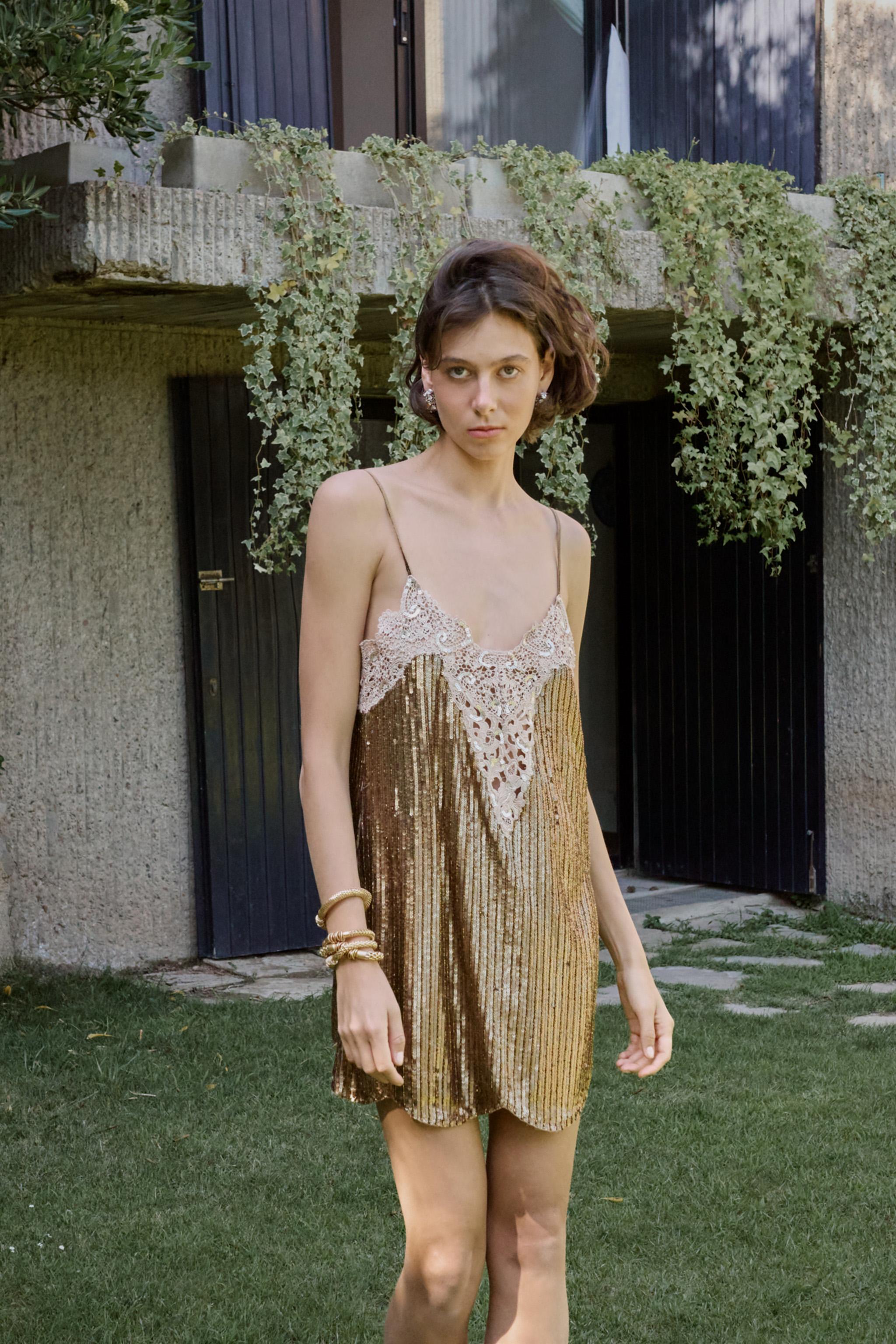 SEQUIN LACE MINI DRESS